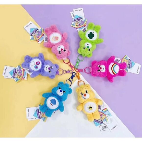 New! Care Bears Cheer Bear Plush Bag Clip Key Ring Bag Charm - Picture 2 of 2
